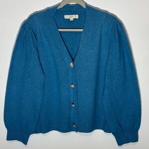 BLUE jewel Button Cardigan sweater XXL but fits like XL